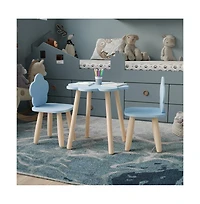 Kids 3-Piece Wood Cloud-Shaped Table and Chairs Set