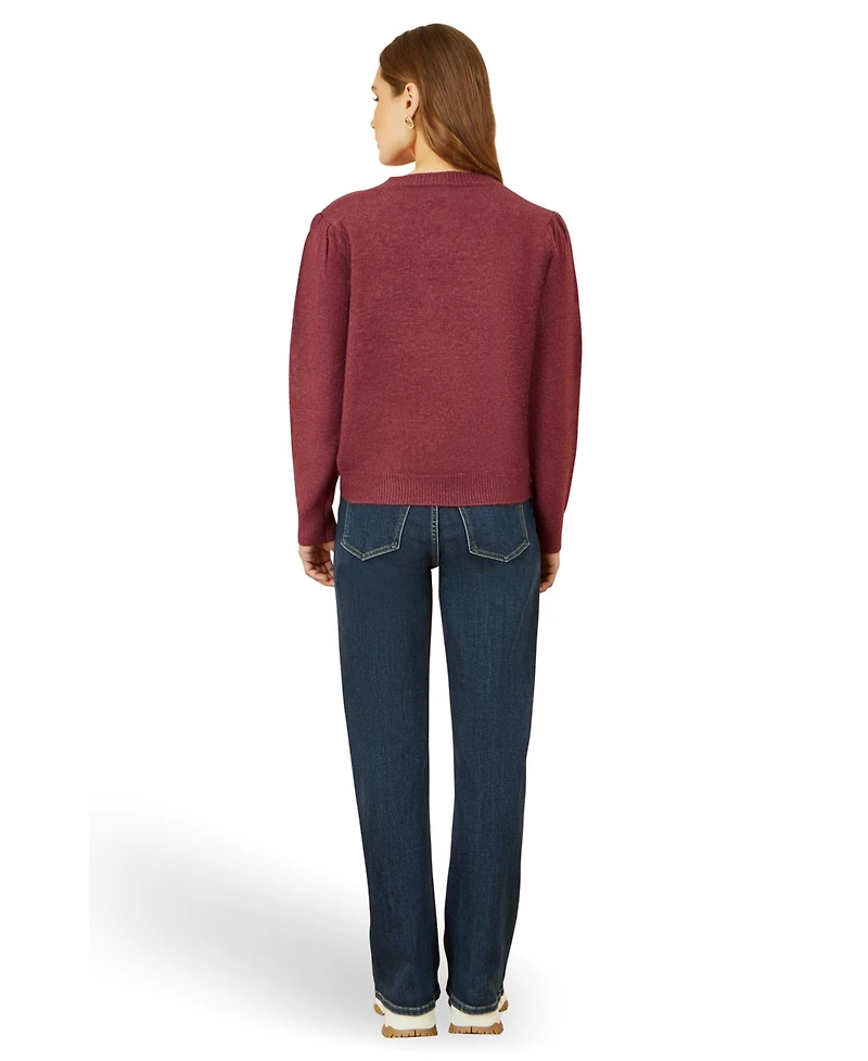 Yumi Women's Crochet Flower Knit Jumper