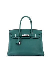 Pre-Owned HERMES Birkin 30 Handbag Green Clemence with Palladium Hardware