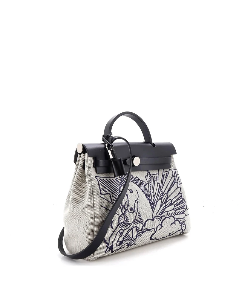 Pre-Owned HERMES 31 Herbag Zip Pegase Pop Toile and Leather