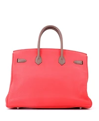 Pre-Owned HERMES Birkin 35 Handbag Cascade Tricolor Clemence and Swift with Brushed Palladium Hardware