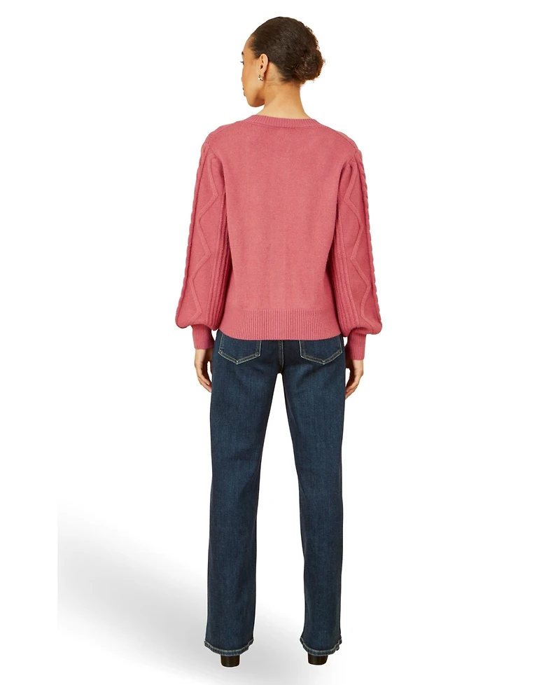Yumi Women's Relaxed Fit Cable Cardigan
