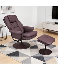 Streamdale Furniture Swivel Leather Recliner Chair with Ottoman
