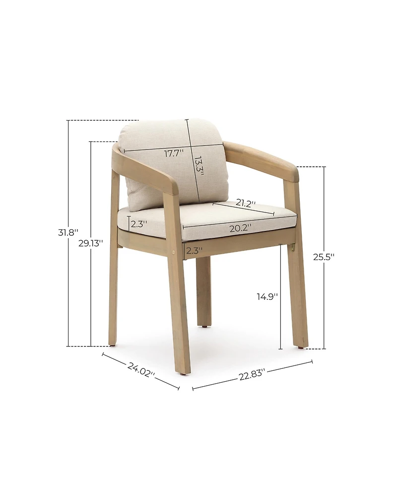 LuxenHome Acacia Patio Chair with Cushions, Durable and Stylish Outdoor Seating