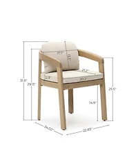 LuxenHome Acacia Patio Chair with Cushions, Durable and Stylish Outdoor Seating