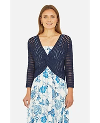 Yumi Women's Crochet Cotton Twisted Bolero Cardigan
