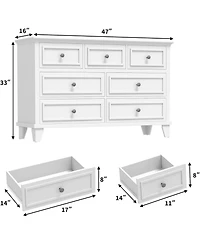 gaomon Dresser, 7 Drawer Dresser for Bedroom, Chest of Drawers with Deep Drawers, Closet Dressers with Metal Handle, Thickened Desktop