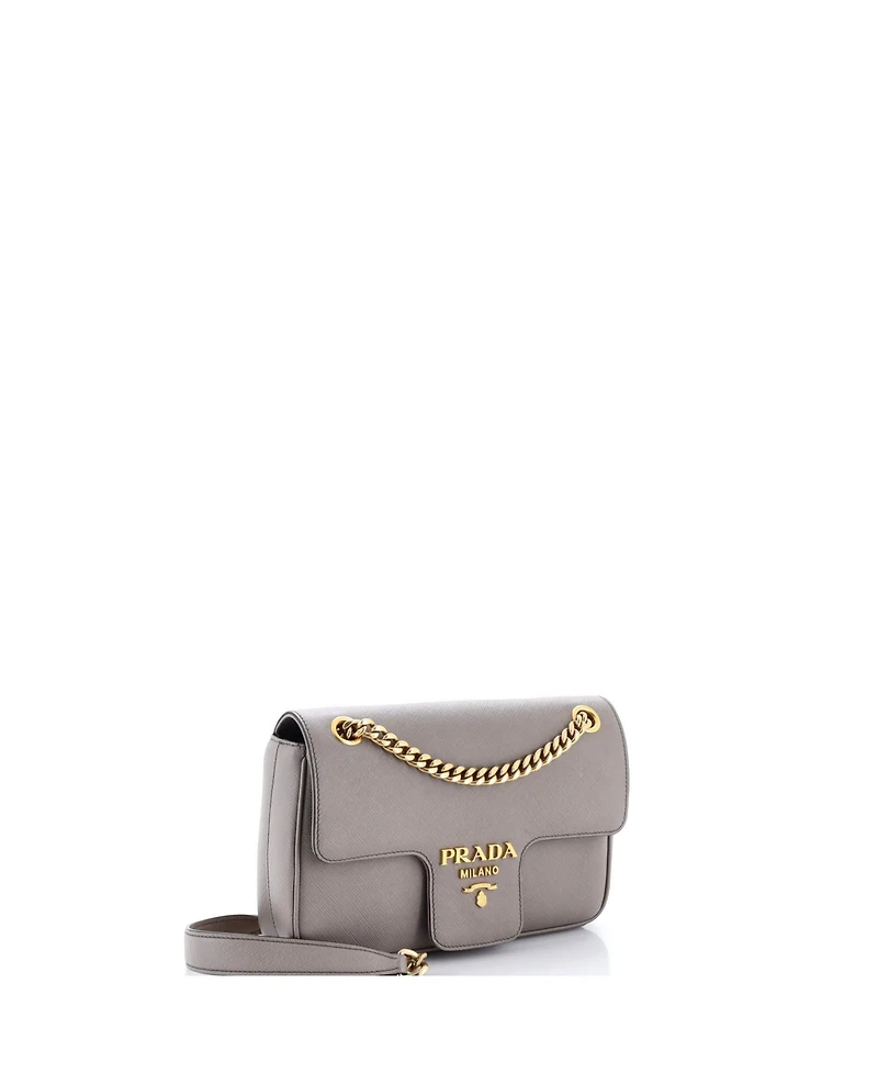 Pre-Owned Prada Small Pattina Flap Shoulder Bag Saffiano Leather