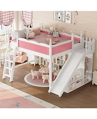 Streamdale Furniture Loft Bed with Storage, Wardrobe, Slide, and Ladder