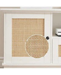 gaomon Rattan Tv Stand Media Center with 2 Drawers and 2 Cabinets with Adjustable Shelf Tv Media Console Cabinet for Living Room
