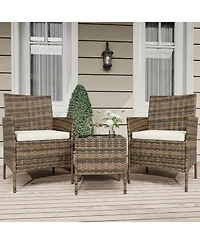 gaomon 3-Piece Wicker Bistro Set with Glass Table
