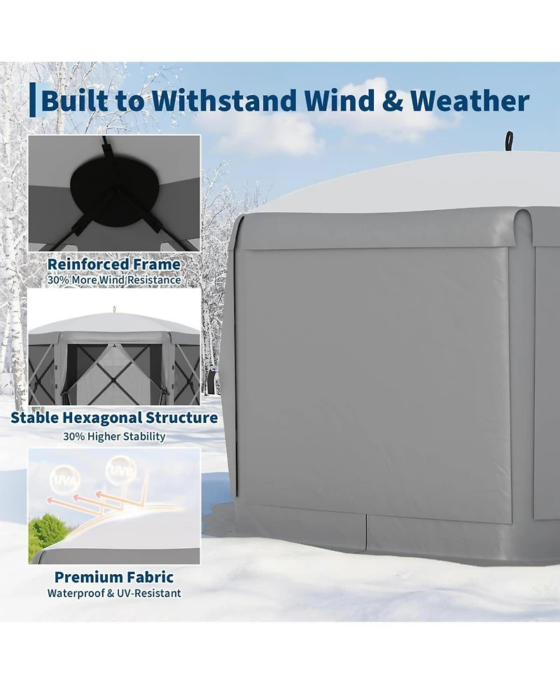 gaomon 13Feet Collapsible Gazebo Tent With 6 Removable Wind Panels For Outdoor Events, Camping, Patio, Backyard