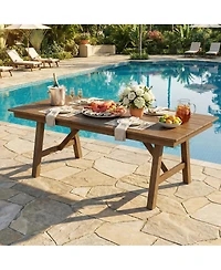 gaomon 66.9" Outdoor Hdpe Garden Dining Table for 4-6 for Backyard