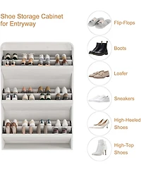 gaomon Shoe Cabinet with 3 Flip Drawers, Wooden Shoe Cabinet with Adjustable Shelf, Shoe Storage for Entryway, Hidden Shoe Cabinet for Living Room