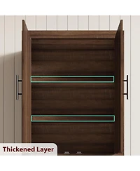 gaomon Tall Wooden Kitchen Pantry Cabinet, Farmhouse 4-Magnetic Door Freestanding Food Storage Cupboard Pantry Cabinet with Adjustable Shelves
