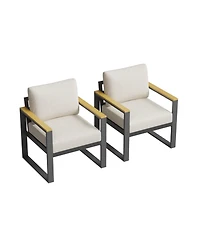 gaomon All-Weather Indoor/ Outdoor Single Sofa Armchair Set of 2 for Balcony, Garden, Deck, Living Room