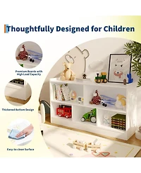 gaomon 5-Section 2-Tier Toy Storage Organizer, Wooden Bookshelf for Playroom Nursery Classroom
