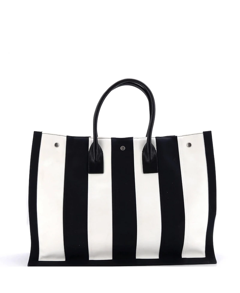 Pre-Owned Saint Laurent Large Noe Shopping Tote Striped Canvas