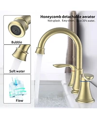 Phying 2-Handle 8 inch Widespread Bathroom Sink Faucet Brushed Lavatory Faucet 3 Hole 360degree(s) Swivel Spout Vanity Sink Basin Faucets