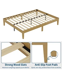 homfan Bed Frame,14 Inch Wood Platform Bed with Metal and Wood Slat Support,Noise-Free,No Box Spring Needed,Easy Assembly