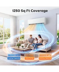 Homcom 18000 Btu Mini Split Air Conditioner, 22 SEER2 Wifi Enabled Ac Unit