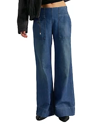 Free People Women's Mid-Rise Wide-Leg Utility Jeans