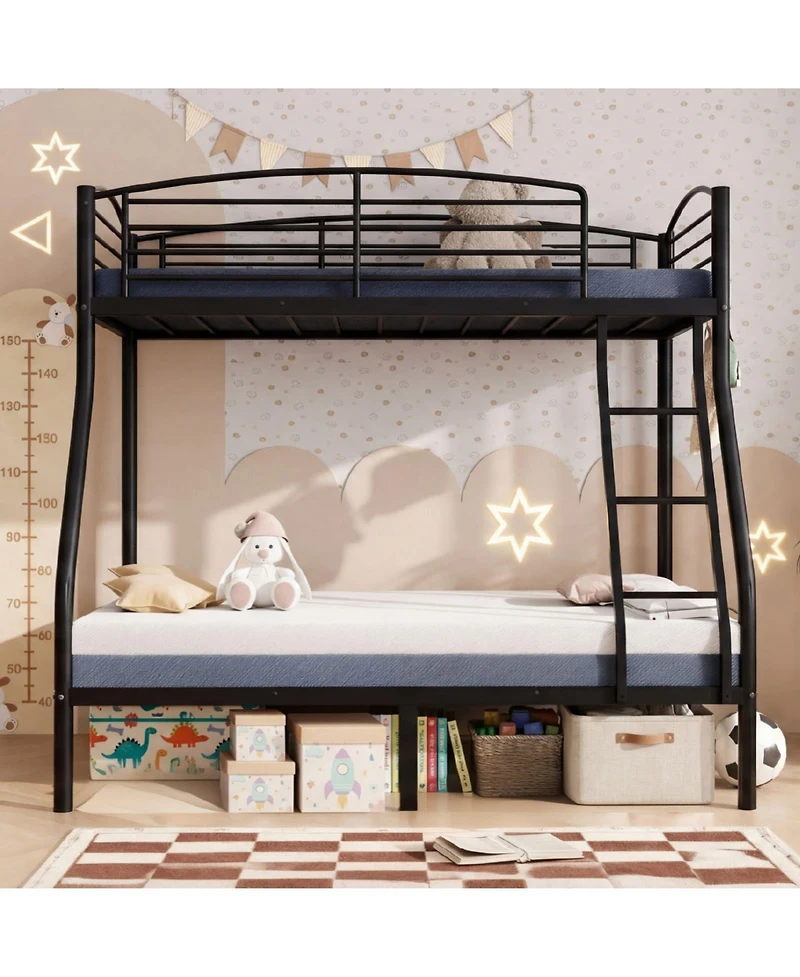 homfan Heavy Duty Space-Saving Metal Bunk Bed, Smooth Rounded Edges, Secure Ladder and Guardrail, Ideas for Dorms Small Bedrooms