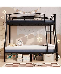 homfan Heavy Duty Space-Saving Metal Bunk Bed, Smooth Rounded Edges, Secure Ladder and Guardrail, Ideas for Dorms Small Bedrooms