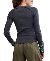 Free People Women's Embroidered Crewneck Top