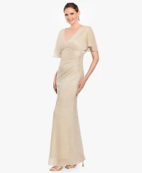 B&A By Betsy and Adam Women's Flutter-Sleeve V-Neck Ball Gown