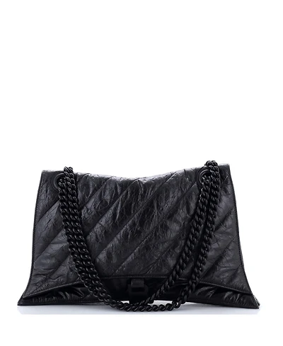 Pre-Owned Balenciaga Crush Chain Flap Bag Quilted Crushed Calfskin