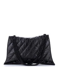 Pre-Owned Balenciaga Crush Chain Flap Bag Quilted Crushed Calfskin