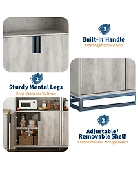 gaomon Tall 5-Tier Farmhouse Bookcase with Doors, Storage Cabinet and Adjustable Shelves