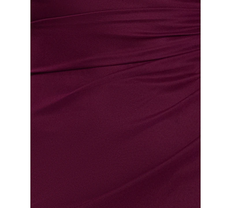 B&A By Betsy and Adam Petite Ruffle Side Cowl Neck Ball Gown