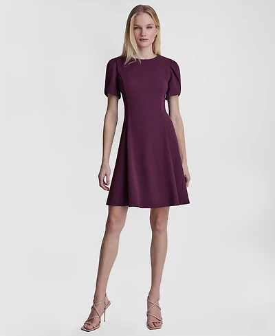 Dkny Women's Tulip Sleeve Fit and Flare Dress