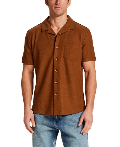 Weatherproof Vintage Men's Structural Pique Knit Short-Sleeve Shirt