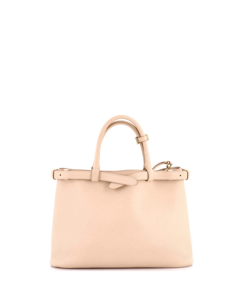 Pre-Owned Prada Medium Double Buckle Belt Tote Bag Leather