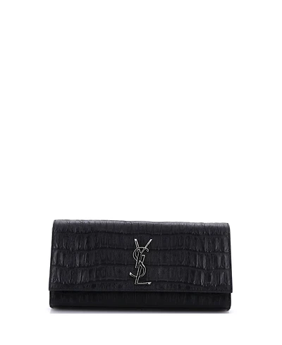 Pre-Owned Saint Laurent Long Classic Monogram Clutch Embossed Leather