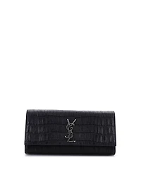 Pre-Owned Saint Laurent Long Classic Monogram Clutch Embossed Leather