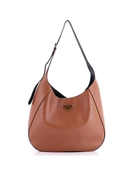 Pre-Owned Prada Large Triangle Logo Curved Hobo City Calf