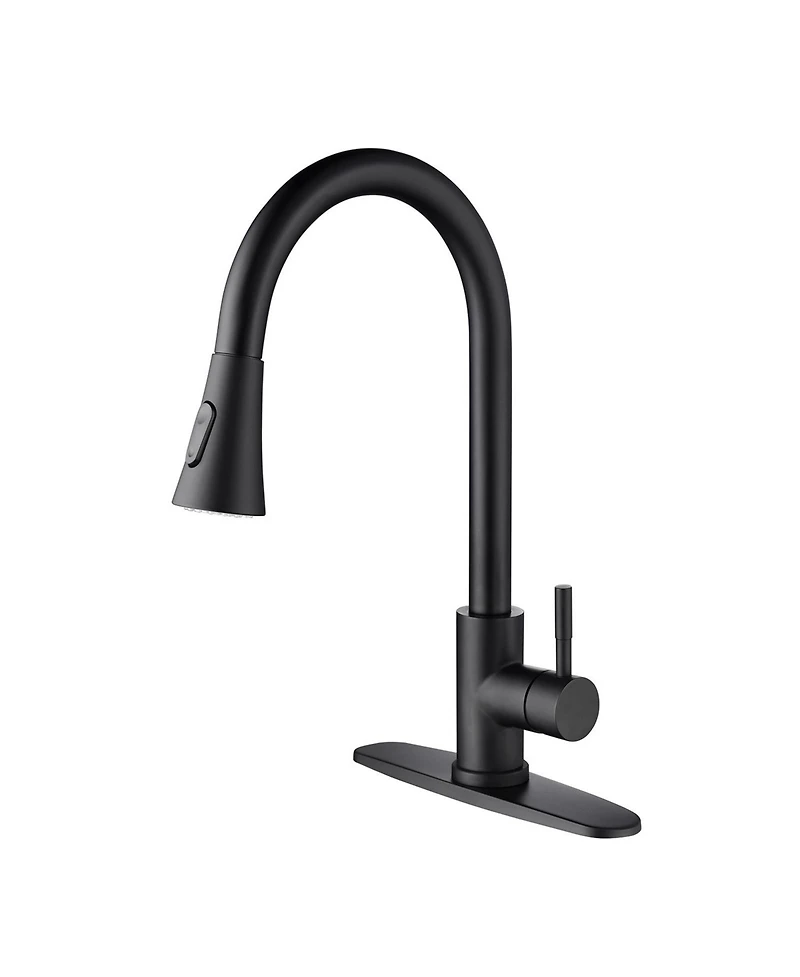 Phying High Arc Single Handle Kitchen Sink Faucet Single Level Stainless Steel Pull down Sprayer Faucet Brushed Nickel Finish