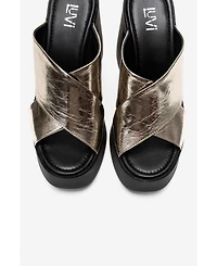 Forever & Always Shoes Women's Essenza Leather Platform Block Heel Sandal
