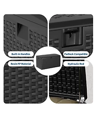 GarveeLife 120 Gallon Waterproof Resin Deck Box Large Lockable Outdoor Storage Container with Hydraulic Rod for Patio Garden Pool and Indoor Use