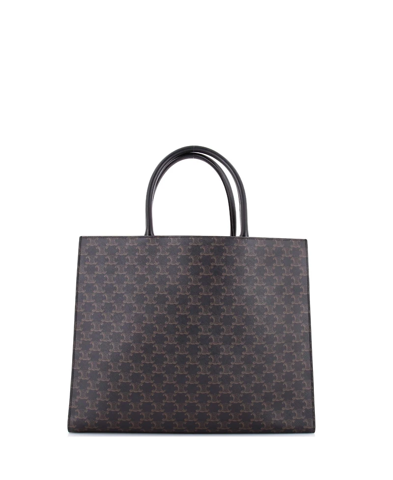 Pre-Owned Celine Horizontal Logo Cabas Tote Triomphe Coated Canvas