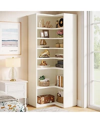 Slickblue L Shaped Corner Bookcase with 9 Tier Storage and Display Shelves
