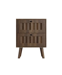 Streamdale Furniture Mid-Century Modern 2-Drawer Bedside Table, Walnut, 2-Pack