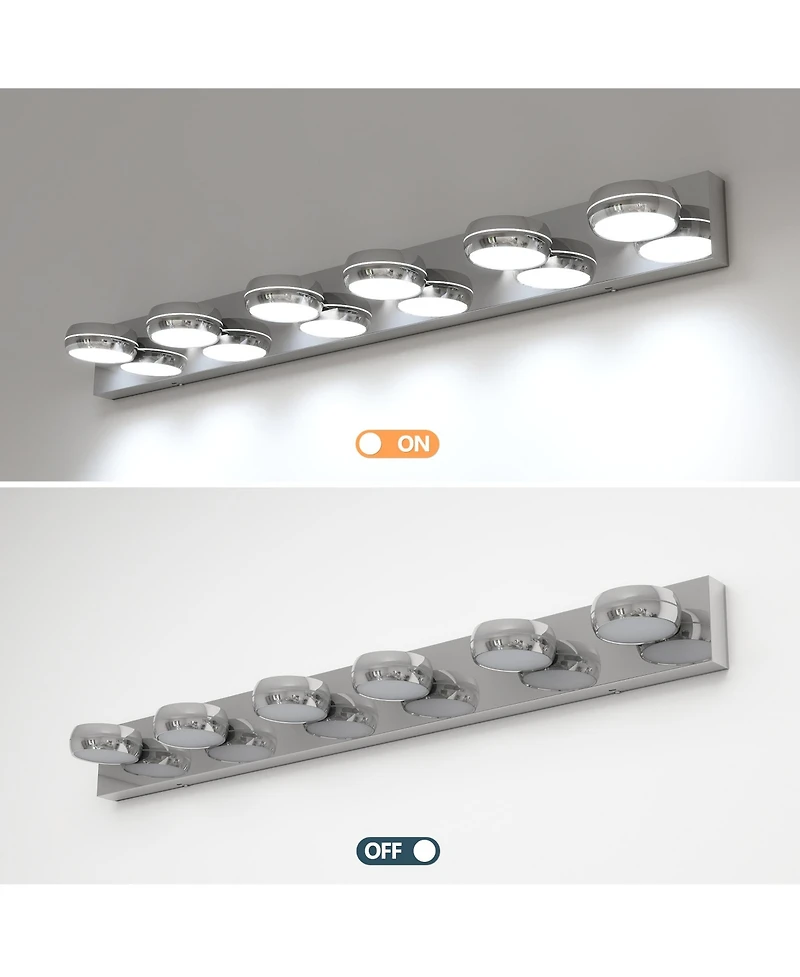 Busdays 43 Inch 6 Light Led Modern Bathroom Vanity Light Fixture Over Mirror 18W Bath Light Bar