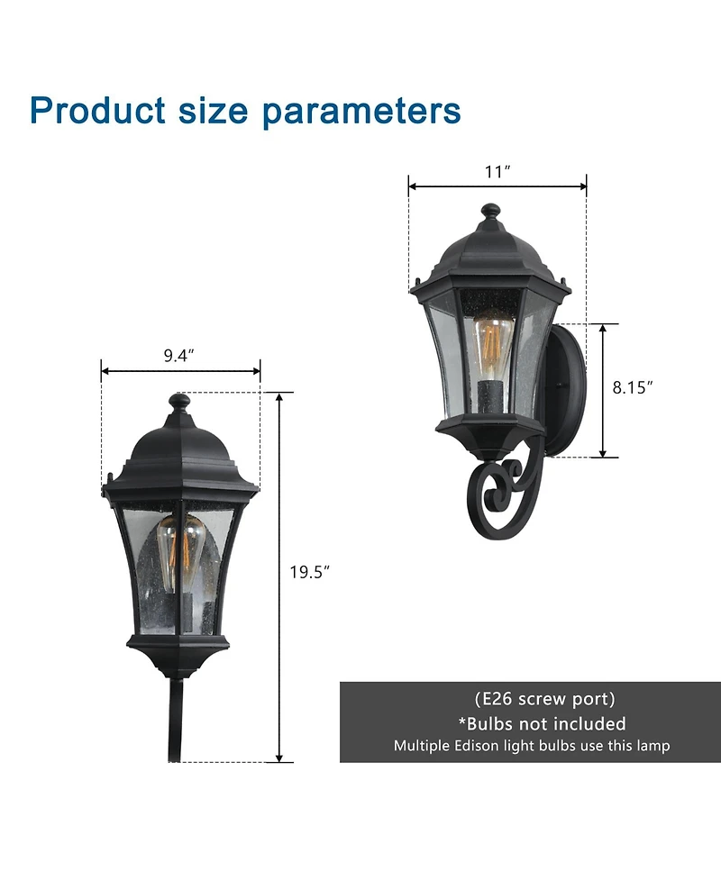 Busdays 1 Pack Metal Outdoor Wall Lantern Light Wall Mounted Sconce for Porch Patio Garden Bulb Not Included