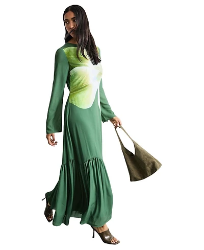 Warehouse Women's Chiffon Placement Print Midaxi Dress