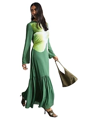 Warehouse Women's Chiffon Placement Print Midaxi Dress